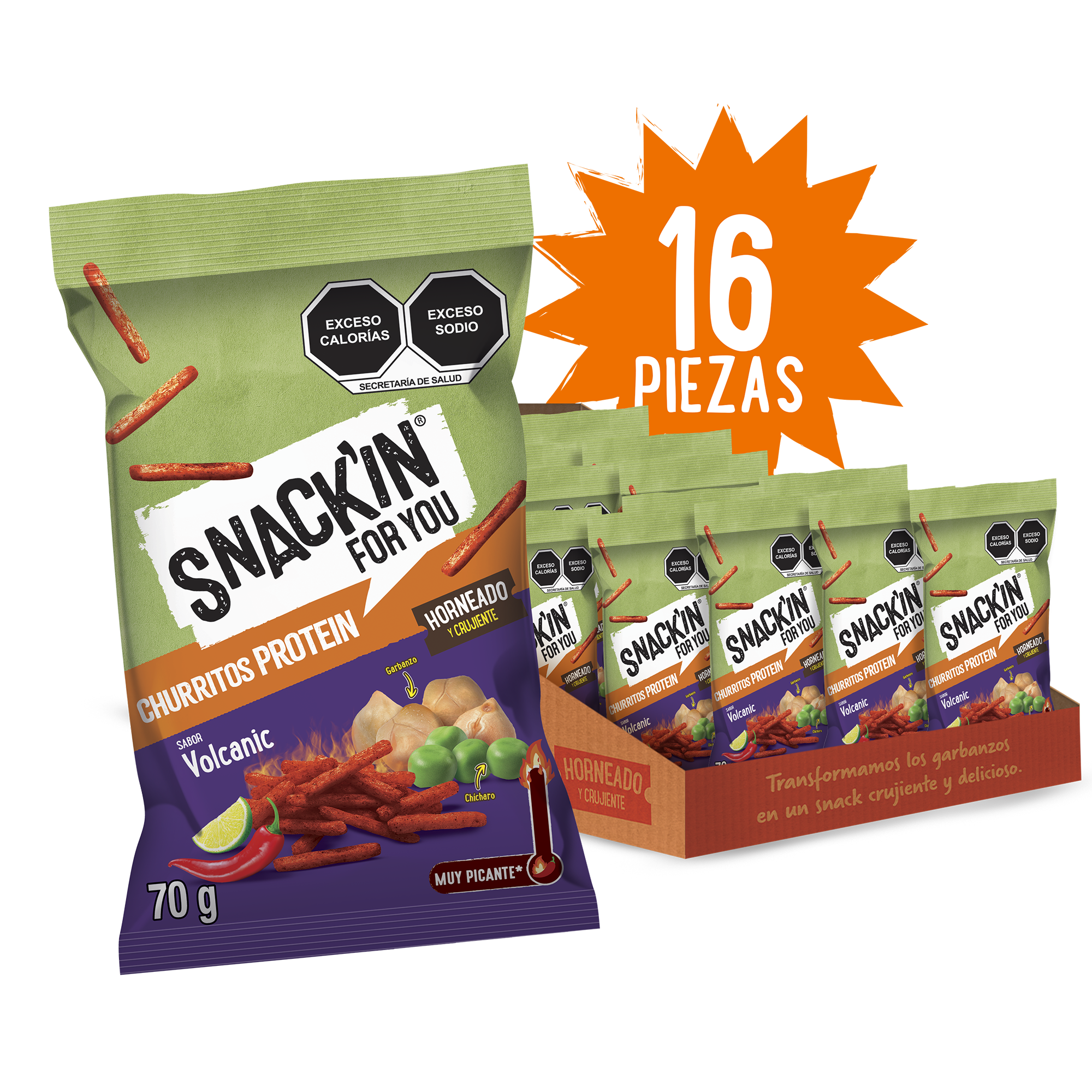 Caja (16 pzas) - Churritos Volcanic 70g